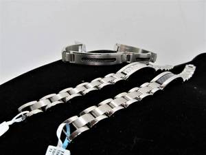 lot 292 image: 3 Brand New Mens Titanium Bracelets