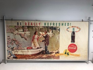lot 326 image: LARGE Vintage 1950s Double Sided COCA COLA Advertising Poster Sign
