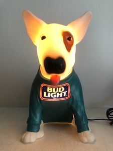 lot 6 image: Nice Vintage BUD LIGHT Spuds Mackenzie Lighted Beer Display Light