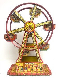 lot 9 image: Nice Vintage Large 1930s Tin Litho Hercules Ferris Wheel Toy