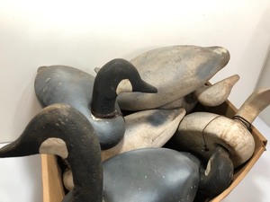 lot 14 image: Lot of Wooden Head Goose Decoys