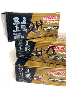 lot 17 image: 3 Full Ammo Boxes of Federal Tungsten-Iron Shotgun Shells