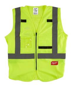 lot 38 image: MILWAUKEE LargeX-Large Yellow Class 2 High Visibility Safety Vest with 10-Pockets (2-Pack)