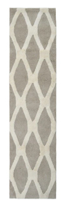 lot 45 image: ALLEN  ROTH Barrbridge 2 x 8 Shag Stone Cameo Trellis Mid-century Modern Runner