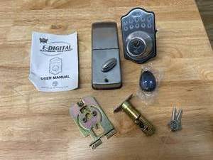 lot 47 image: E-Digital E-910 Satin Chrome Single Cylinder Electronic Deadbolt Keypad Lock