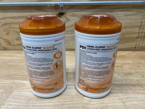 lot 76 image: SANI-CLOTH Lot of 2-  Bleach Surface Disinfectant Cleaner Wipe 65 Count Canisters