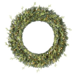 lot 9 image: HOME ACCENTS HOLIDAY 48 in. Jackson Pre-lit Led Artificial Wreath with 200-Low Voltage LED Micro Dot Lights
