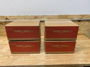 lot 4 image: GEORGE KOVACS Lot of 4- Saber 2-Light Brushed Stainless Steel Wall Sconces