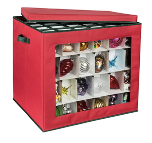 lot 104 image: HONEY-CAN-DO Ornament Storage Container in Red (120-Count)