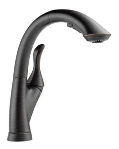 lot 5 image: DELTA Linden Single-Handle Pull-Out Sprayer Kitchen Faucet With Multi-Flow And High Arc Waterfall Spout In Venetian Bronze