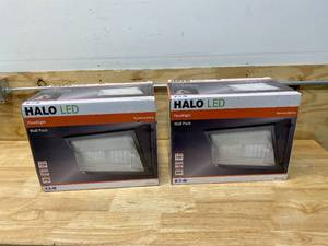 lot 3 image: HALO Lot of 2-  Bronze Outdoor Integrated LED Wall Pack and Area Security Lights