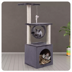 lot 113 image: Grey 36 Cat Tree Tower Condo Furniture Play Toy Scratch Post Kitten Pet House