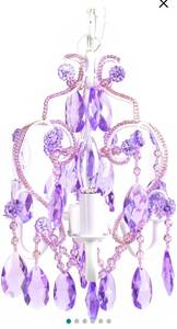 lot 115 image: TADPOLES 3-Bulb Vintage Plug-In or Hardwired Mini-Chandelier Lavender Topaz