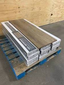 lot 2B image: Lot of 12 Cases of- Trinity Mocha 7x48 100% Waterproof Laminate Flooring with pre-attached underlayment (17.96 sf per case)