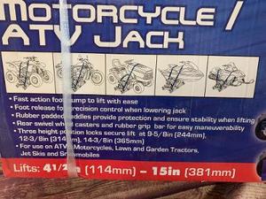 New 1500 Pound Motorcycle, Snowmobile, ATV Jack