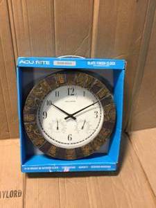 AcuRite Faux 14 in. Slate Clock Combo with Thermometer and Hygrometer Customer Returns See Pictures