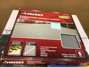 lot 20 image: Husky 18.4 in. x 18.4 in. Gray PVC Garage Flooring Tile (6-Pack) &nbspCustomer Returns See Pictures