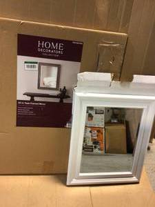 lot 29 image: Medium Rectangle Gray-Wood Beveled Glass Contemporary Mirror (38 in. H x 30 in. W) &nbspCustomer Returns See Pictures