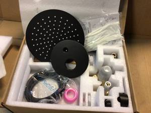 lot 38 image: Boyel Living 2-Spray Patterns 4 GPM 10 in. Dual Shower Head and Handheld Shower Head with Body Spray in Matte Black &nbspCustomer Returns See Pictures