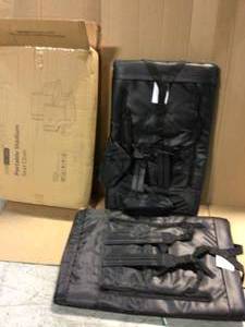 lot 50 image: Black Reclining Stadium Seat Chair for Bleachers with Padded Backrest, Armrests and 2-Pockets (2-Pack) &nbspCustomer Returns See Pictures