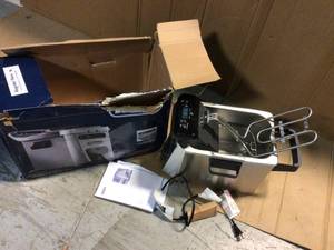lot 57 image: DeLonghi Livenza Dual Zone Digital 4.5L Stainless Steel Deep Fryer with Easy Clean Drain System&nbspCustomer Returns See Pictures