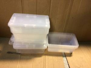 lot 60 image: IRIS 6 Qt. Snap Top Box, Storage Tote, with Stackable design, in Clear, (10 Pack) &nbspCustomer Returns See Pictures