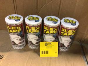 lot 71 image: FLEX SEAL FAMILY OF PRODUCTS Flex Tape White 8 in. x 5 ft. Strong Rubberized Waterproof Tape (4-Piece) &nbspCustomer Returns See Pictures