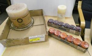 New candles - Large 6 pillar, 6 plum votives, 6 chocolate votives, 3 vanilla pillar