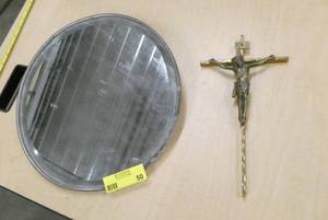 Vintage heavy mirror and crucifix