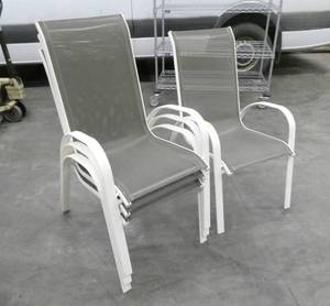 4 nice mesh patio chairs with steel frames