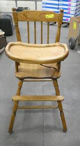 Very nice solid wood high chair with slide off table