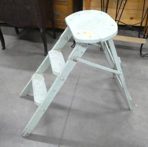 Vintage wood step stool chair