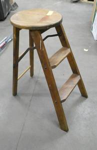 Vintage wood ladder step stool chair