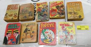 Lot of Big Little Books - Lil Abner, Dick Tracy, Popeye, Mickey Mouse, Red Ryder, Coach Bernie Bierman, Woody Woodpecker, Tom Mix