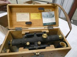 Very nice vintage surveying system with tripod, stakes, and scope