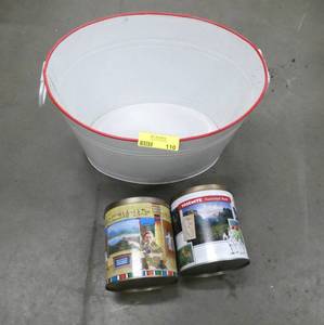 Enamel bucket and a couple of tins from National parks