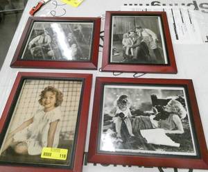 4 Framed photos of old movies and movie stars, Shirley Temple in some very cute scenes