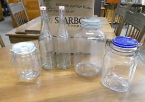 Glass jars and bottles with seals