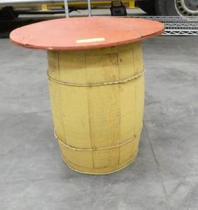 Vintage wooden barrel with a large cover to use as a plant stand etc
