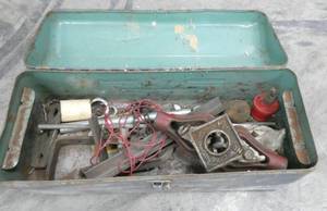 metal toolbox with tools