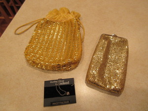 GOLDEN BAGS AND A STERLING ANKLE BRACELET