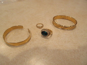VINTAGE MONET, NAPIER BRACELET AND TWO RINGS