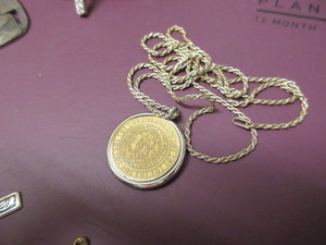 DANECRAFT STERLING CHAIN WITH MEDALLION AND OTHER RELIGIOUS JEWELRY ITEMS