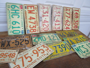 License plates, 1970s with MN and ...
