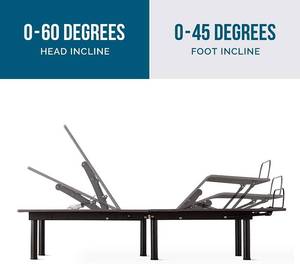 lot 438 image: Lucid L150 Bed Base  Upholstered Frame  Head and Foot Incline  Wireless Remote Control Adjustable, Twin XL, Charcoal, LUL150TXAB - Unclaimed Freight.