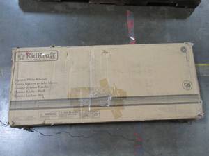 lot 335 image: KidKraft Uptown Wooden Play Kitchen with Play Phone & Chalkboard Model 53364