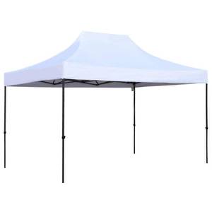 lot 440 image: Outsunny 10 ft. x 15 ft. x 11 ft. Folding Gazebo Steel Canopy Party Tent Adjustable Height With Pulling Bag, White, 84C-156WT.