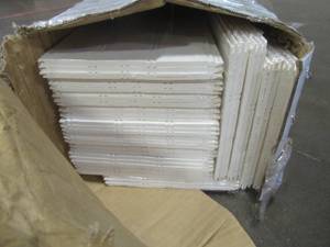 lot 452 image: 1 Case (14) 3 Packs of Veranda 8 ft. x 7-14 in. x 14 in. Vinyl Pre-finished Reversible Panel Planking Moulding, 0102.