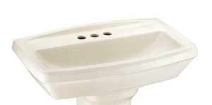 lot 372 image: Glacier Bay Designer Series 24 in. Pedestal Sink Basin, Predrilled for 4 in. Faucet (not included). - Basin Only In Bone.
