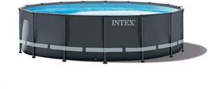 lot 381 image: Intex Ultra XTR Pool Set, 16ft X 48in, Grey, 26325EH - Some Carton Damage - Unclaimed Freight